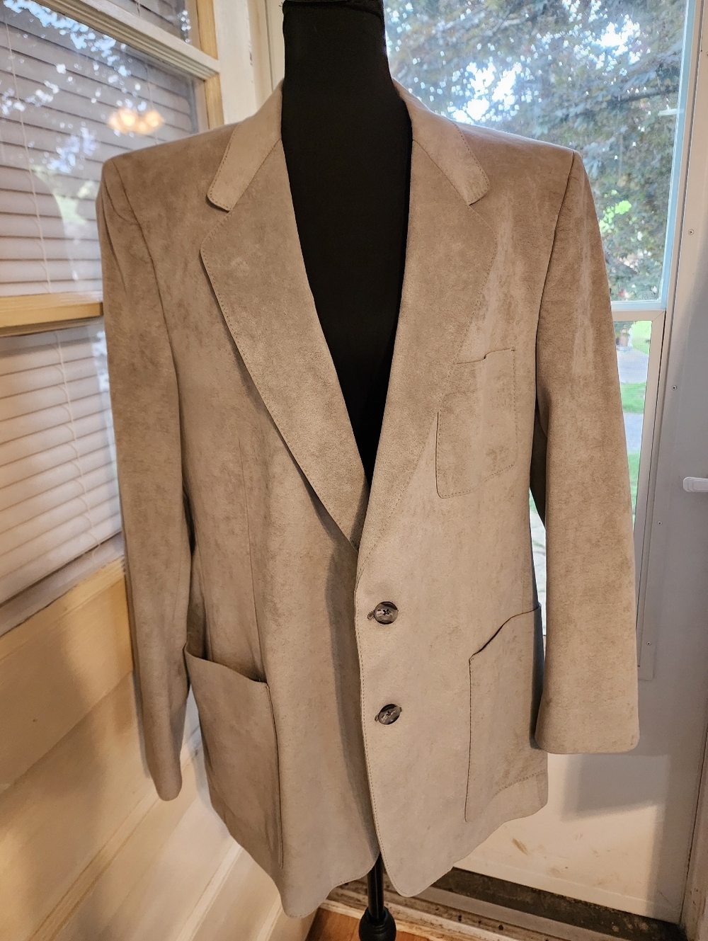 Kingsridge Jacket 44 Gray Suede Leather Blazer Sport Coat Vtg 1970s